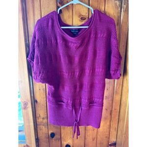 Sweater Project‎  Knit Tunic Top Dolman Sleeve Drawstring Waist Burgundy Size L